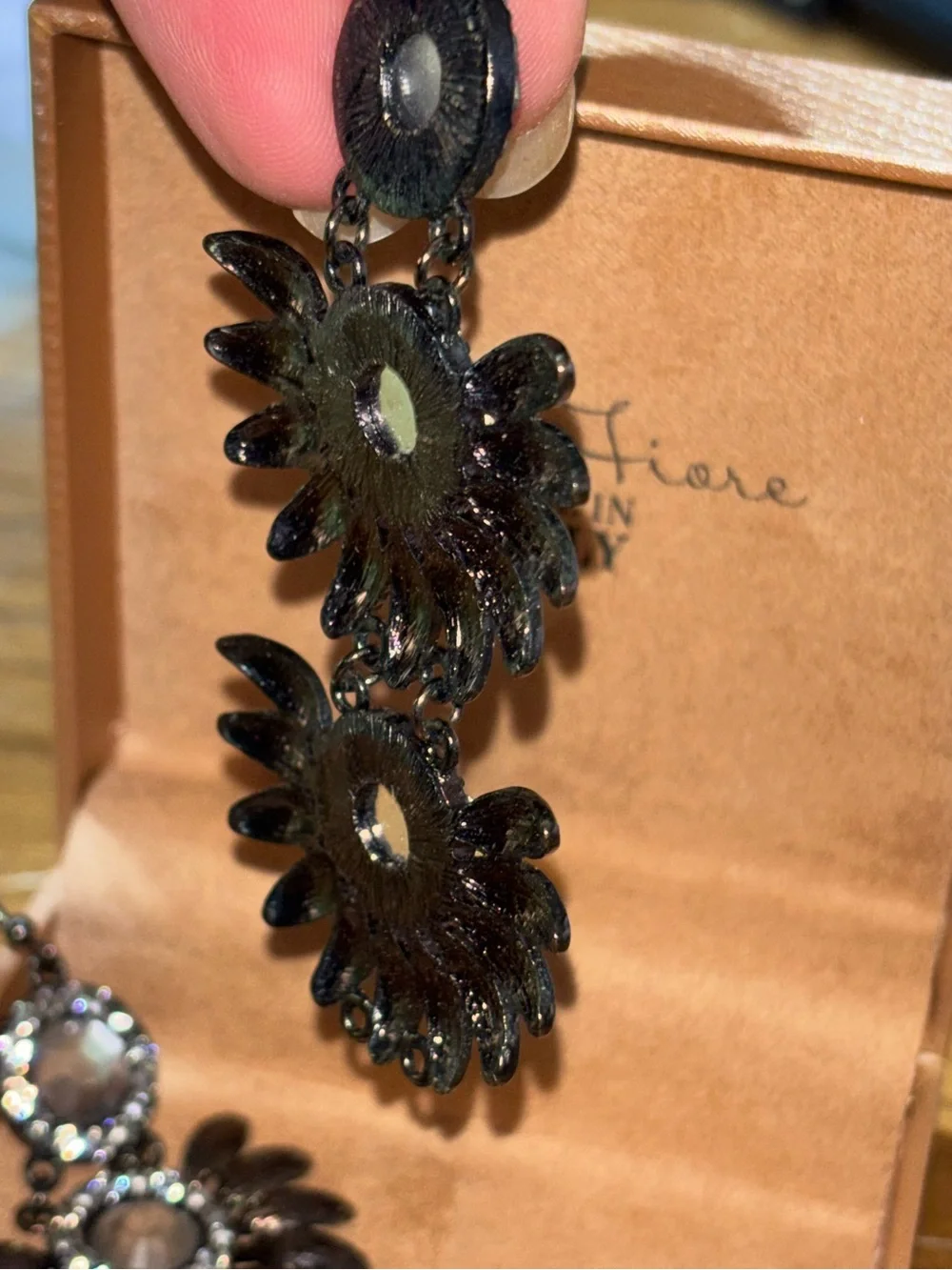 Sparkly Flower Dangle Earrings